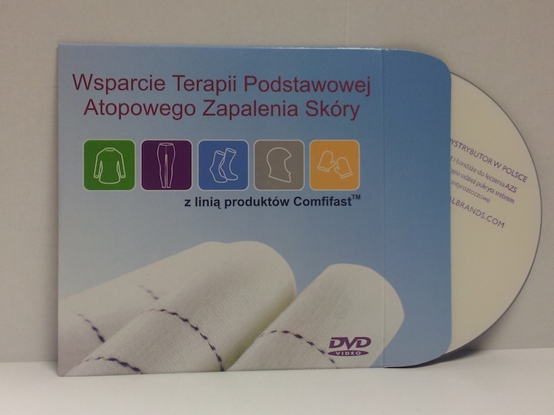 Okładka płyty DVD z instrukcją jak stosować mokre opatrunki z wyrobami medycznymi Comfifast